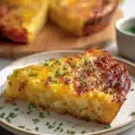 Hash Brown Crust Quiche with a golden crispy crust and colorful vegetables