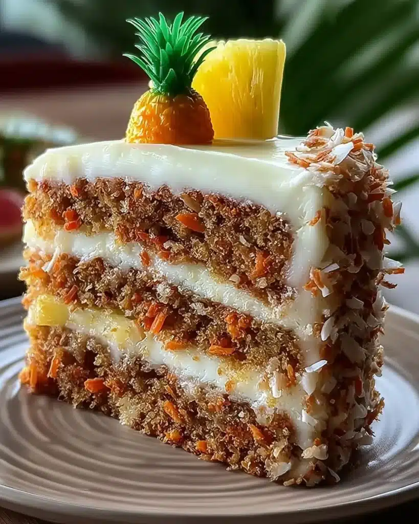 Hawaiian Carrot Pineapple Cake with cream cheese frosting