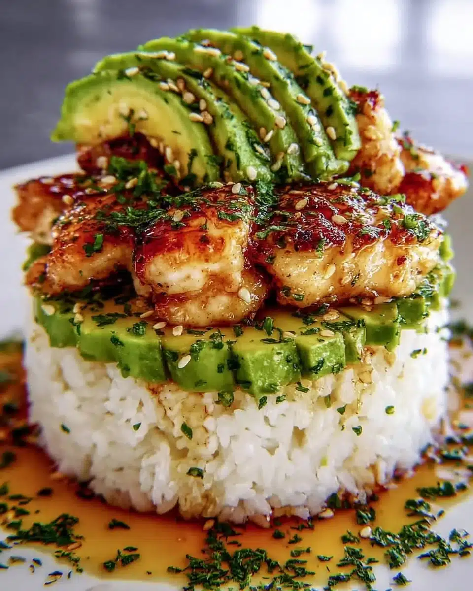 Honey Lime Chicken & Avocado Rice Stack