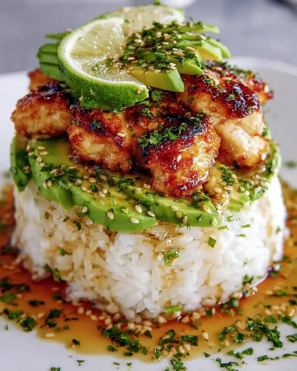 Delicious Honey Lime Chicken & Avocado Rice Stack Recipe