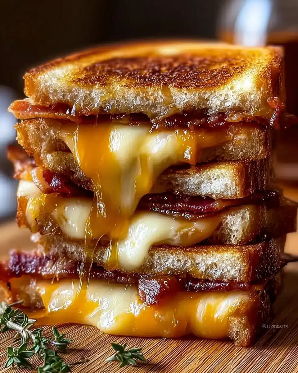 Hot Honey Apple Cheddar Beef Bacon Grilled Cheese