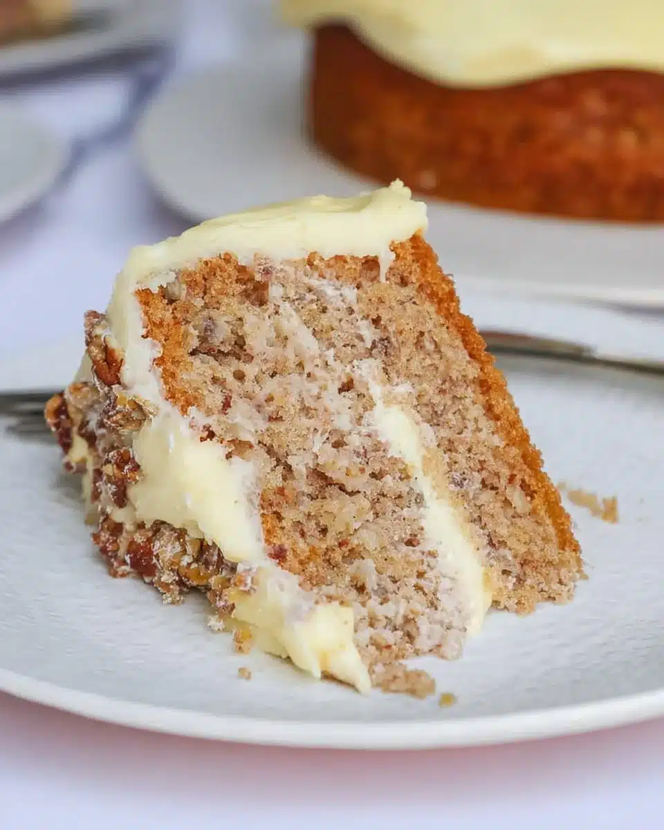 Delicious Hummingbird Cake with tropical fruits and creamy frosting