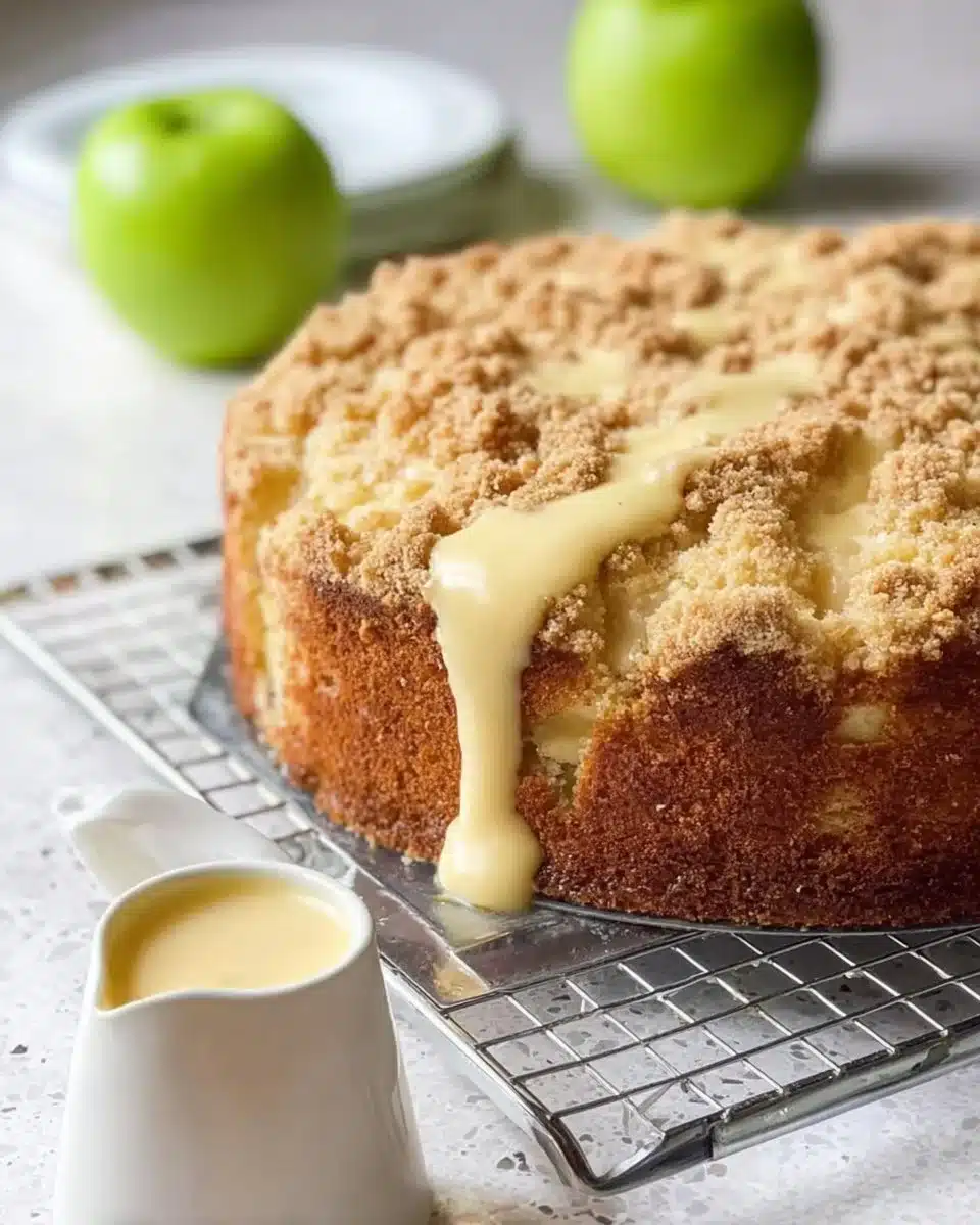 Traditional Irish Apple Cake with Creamy Custard Sauce