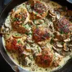Delicious Irish Chicken in Whiskey Cream Sauce served on a plate