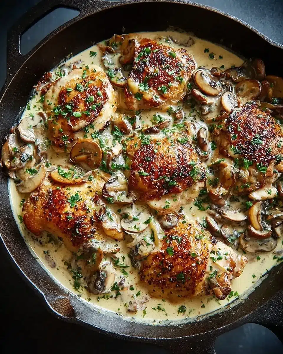 Delicious Irish Chicken in Whiskey Cream Sauce served on a plate