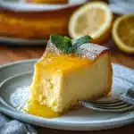 Delicious Irish Lemon Pudding Cake with a golden crust and tangy lemon filling