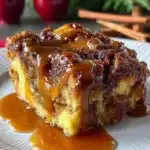 Delicious Irish Whiskey Bread Pudding topped with whiskey sauce