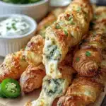 Jalapeno popper twists with cheese and bacon on a platter