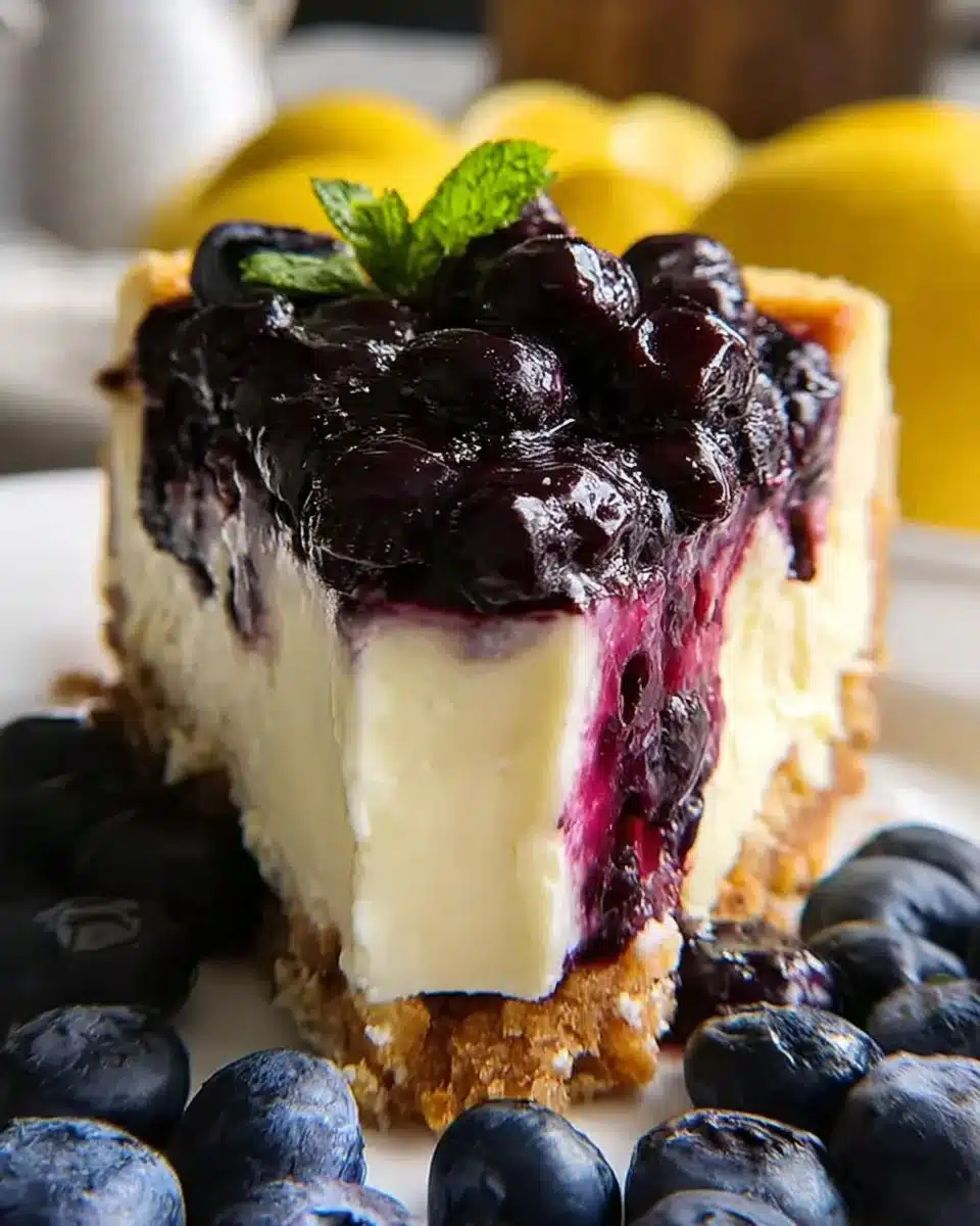 No Bake Lemon Blueberry Cheesecake