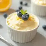 Delicious lemon cottage cheese pudding served in a bowl