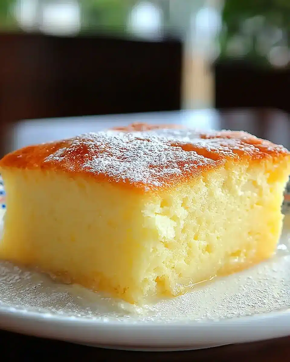 Delicious lemon custard cake with a creamy texture and vibrant lemon flavor