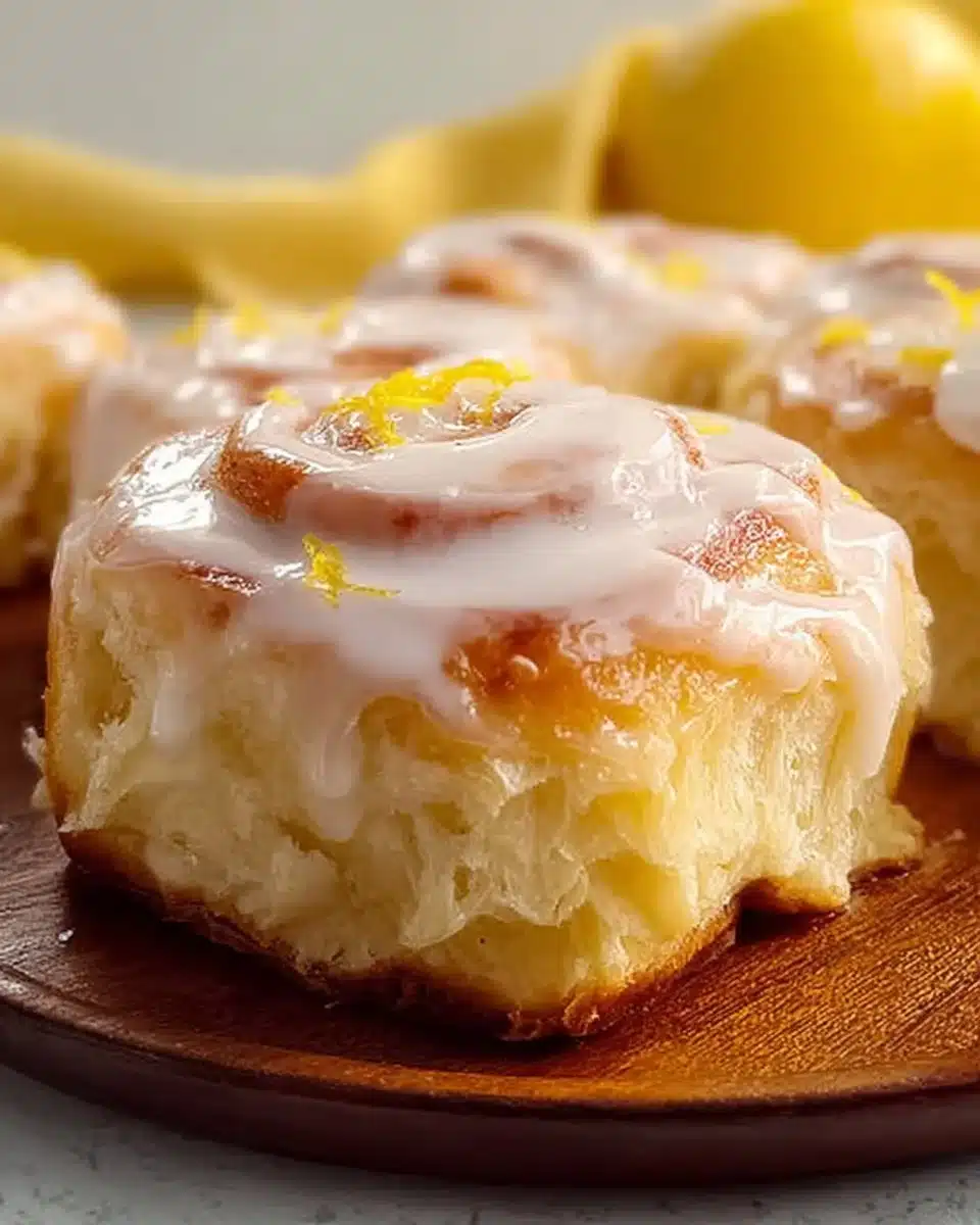 Freshly baked lemon sweet rolls with a glaze, perfect for any sweet treat.
