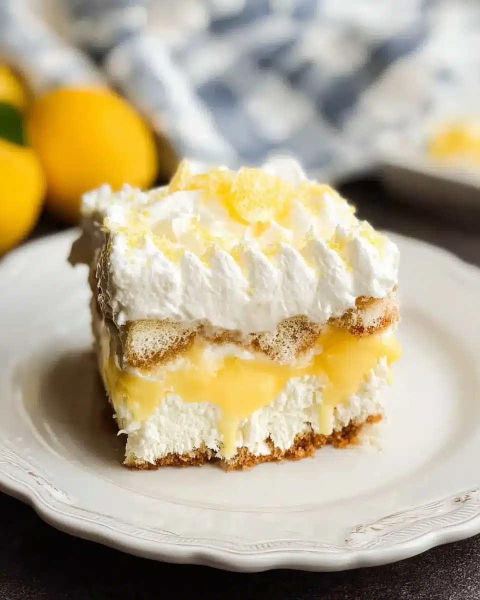 Delicious lemon tiramisu dessert served in a glass with citrus zest on top.