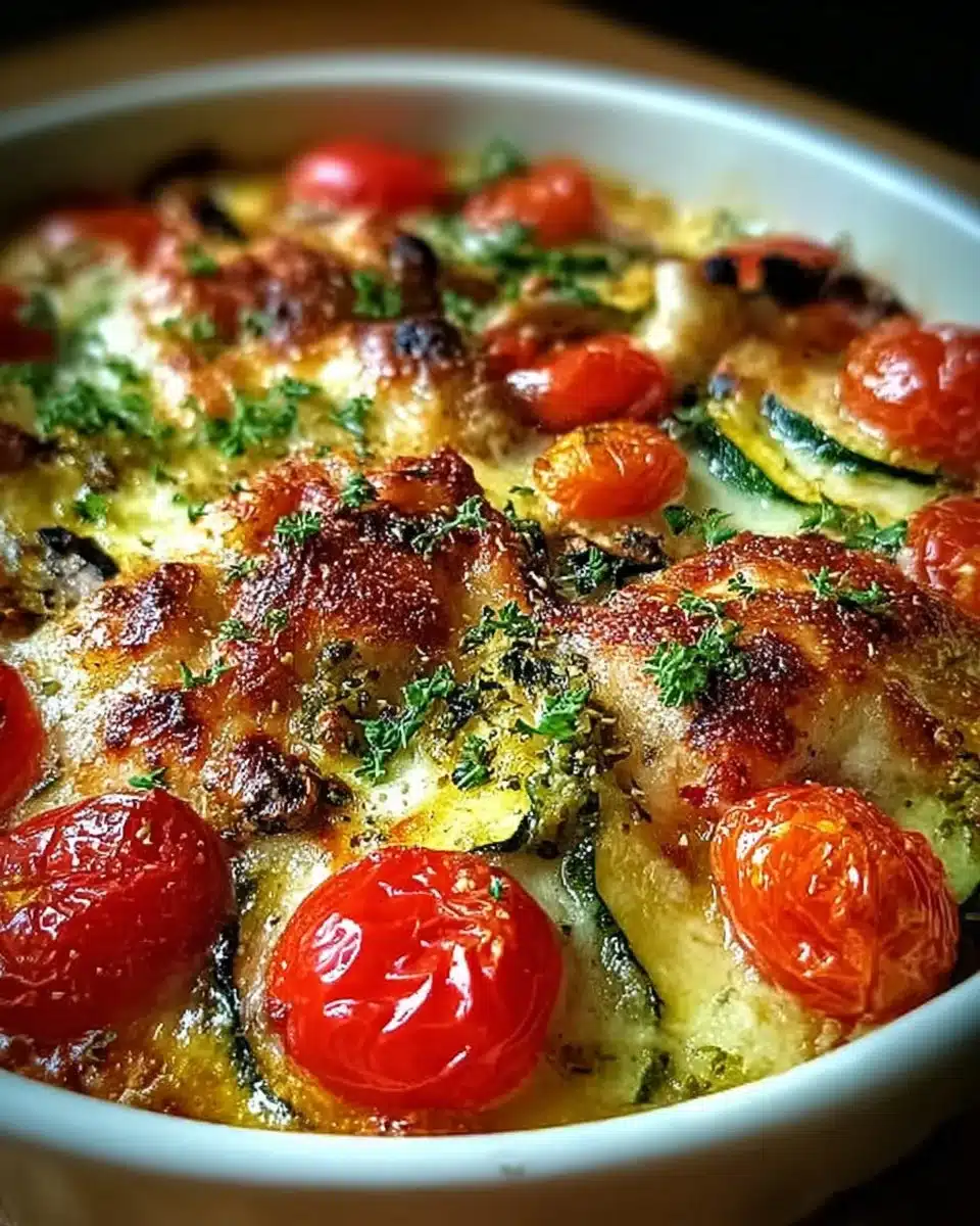 Mediterranean Chicken Zucchini Bake