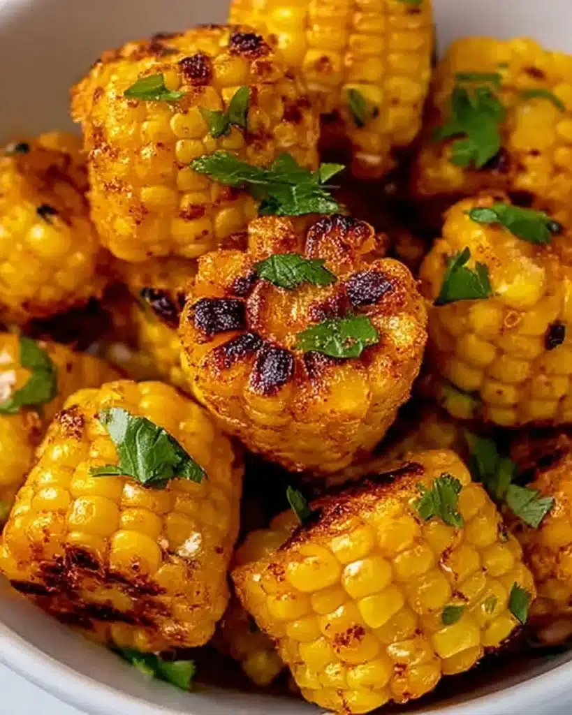 Delicious Mexican corn bites served on a platter with spices and herbs