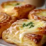 Freshly baked mini cheese danish pastries with cream cheese filling.