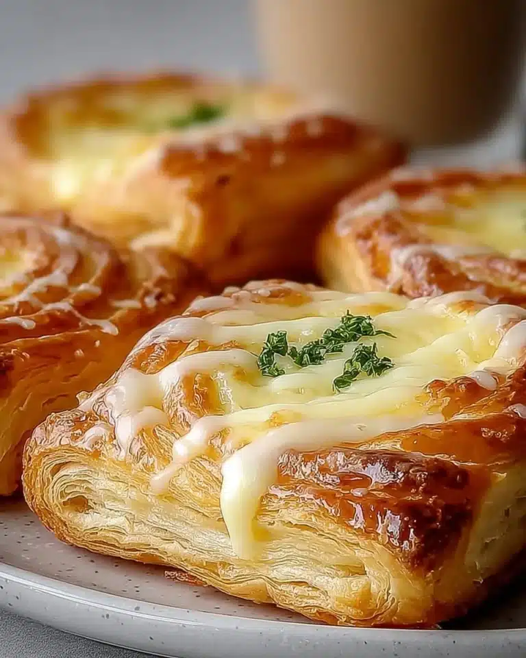 Freshly baked mini cheese danish pastries with cream cheese filling.