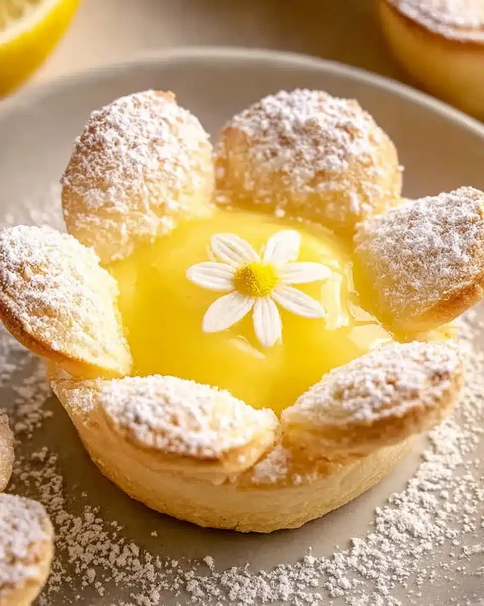 Mini Lemon Flower Tarts with vibrant lemon filling and floral design