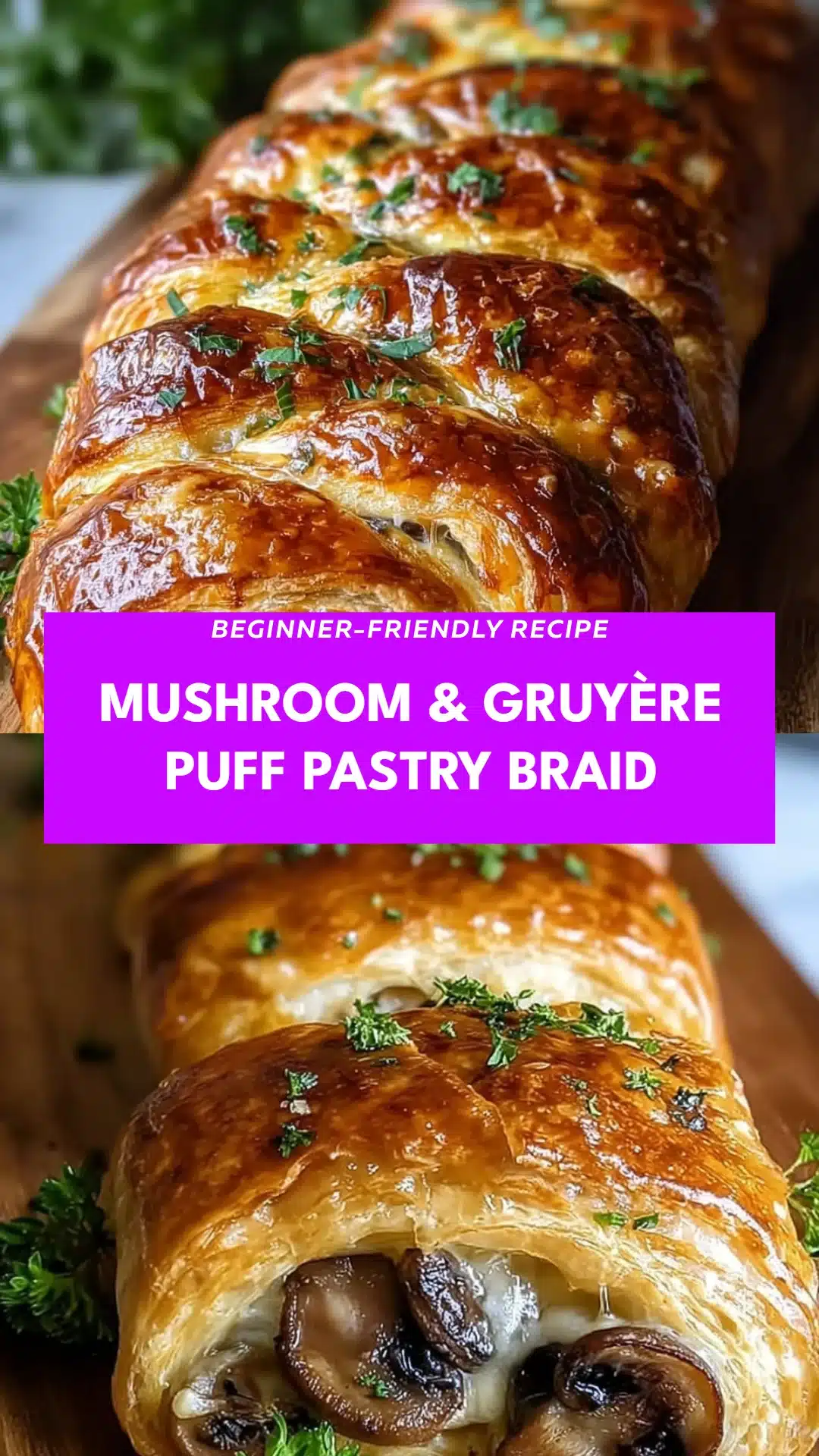 Mushroom & Gruyère Puff Pastry Braid