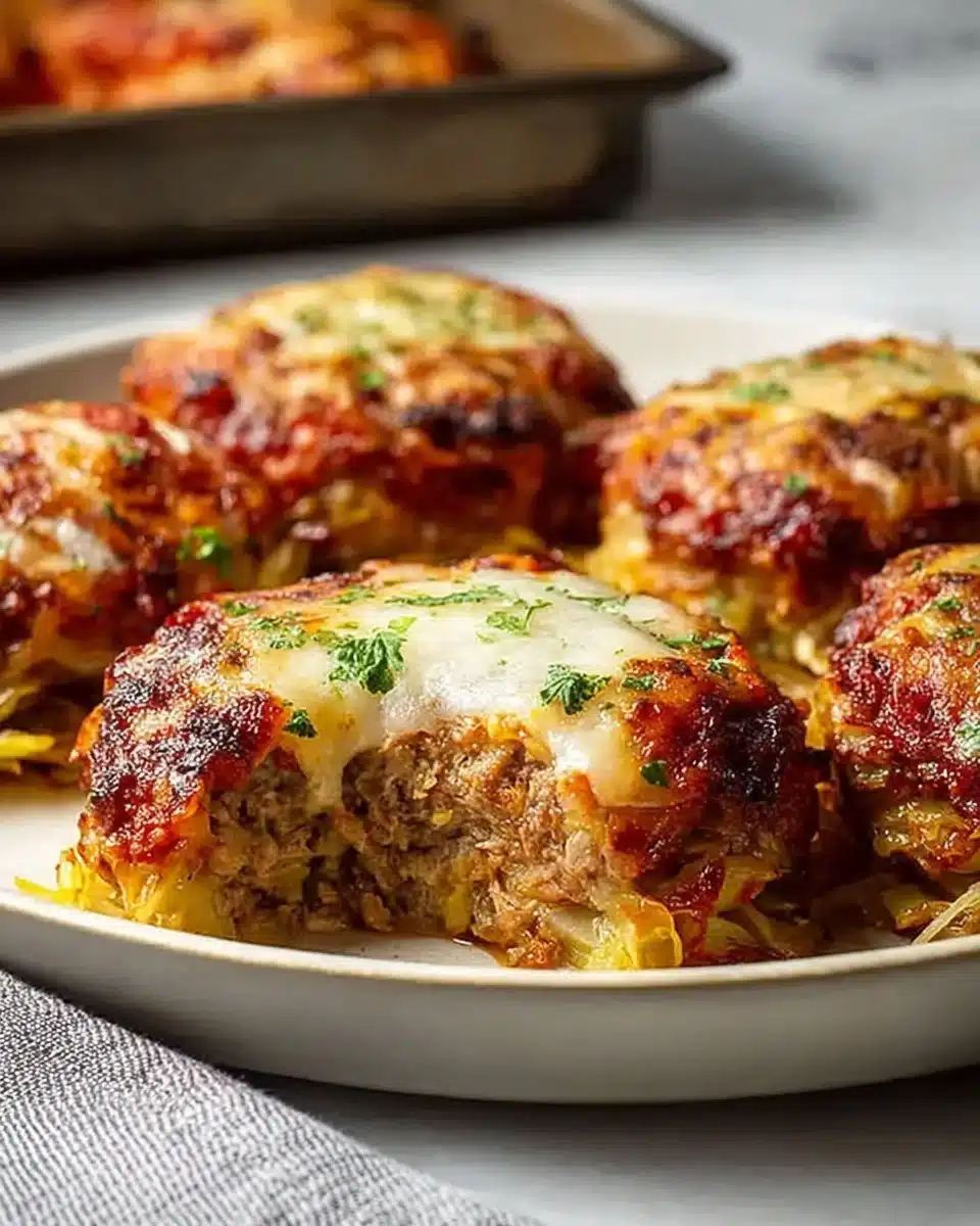 Delicious oven-baked cabbage burgers served on a plate with toppings