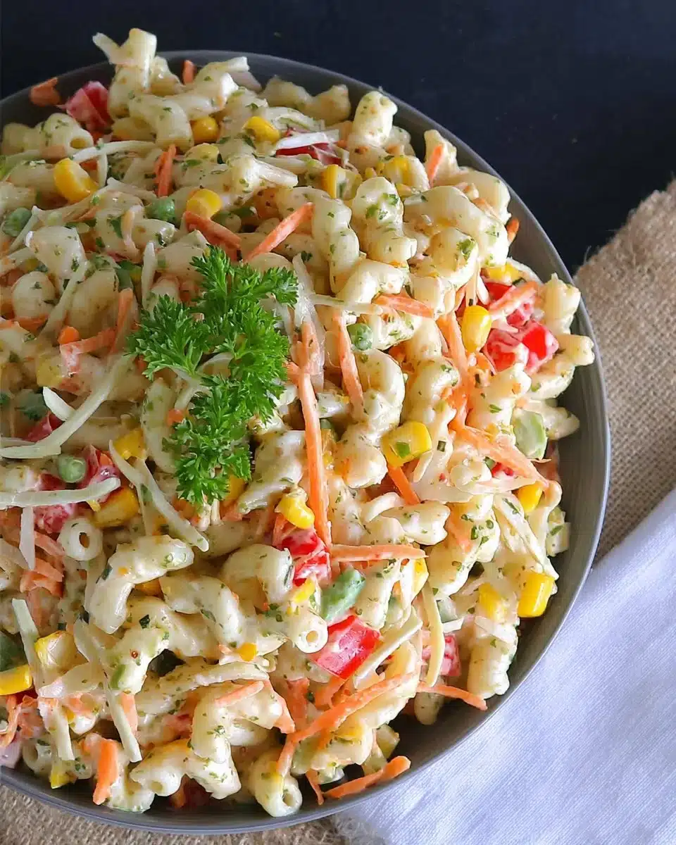 Irresistible Pasta Salad with Coleslaw Dressing