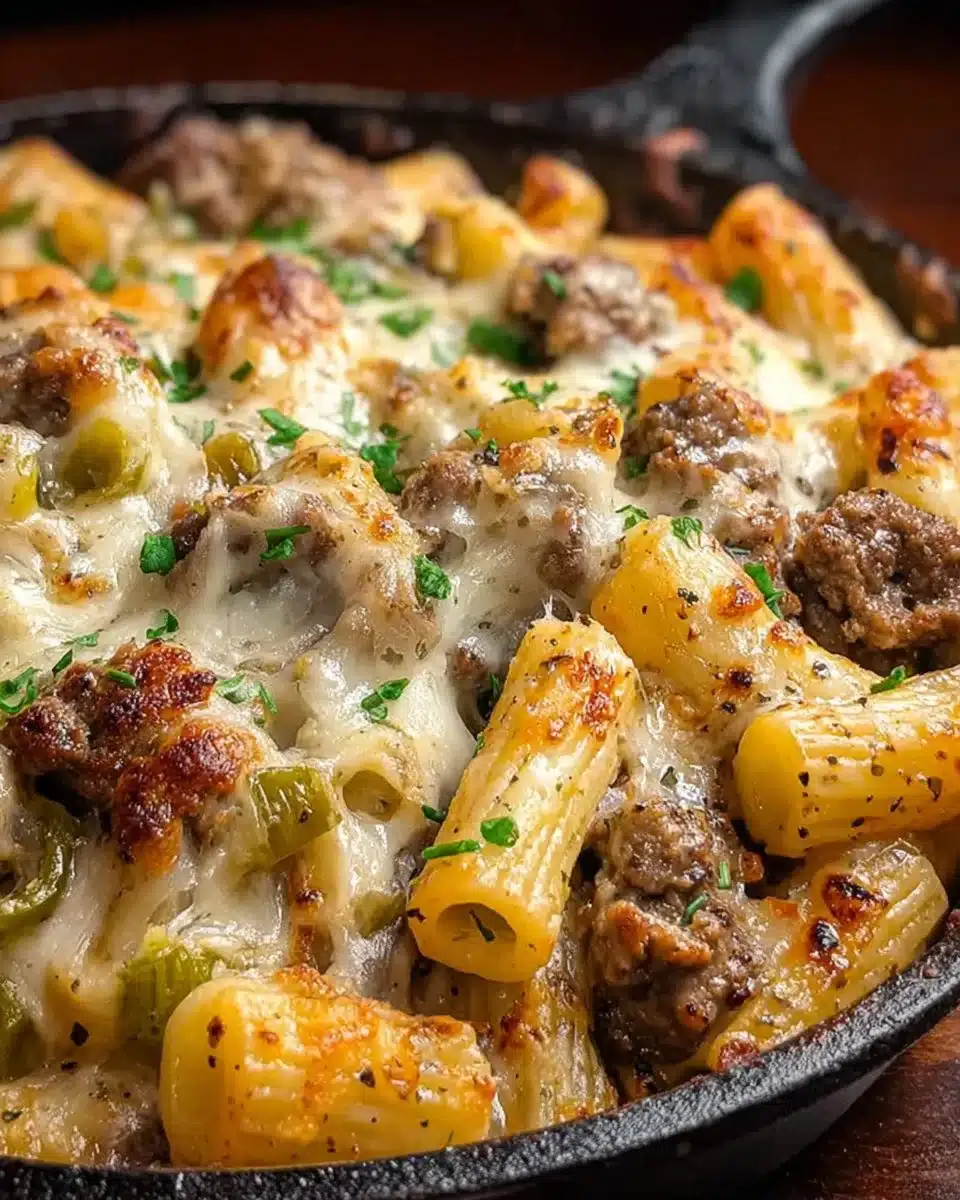 High-Protein Creamy Philly Cheesesteak Mac & Cheese