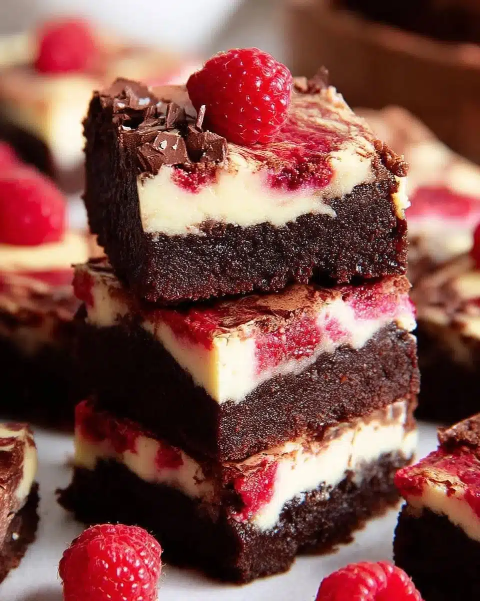 Delicious Raspberry Swirl Brownies with rich chocolate and vibrant raspberry swirls