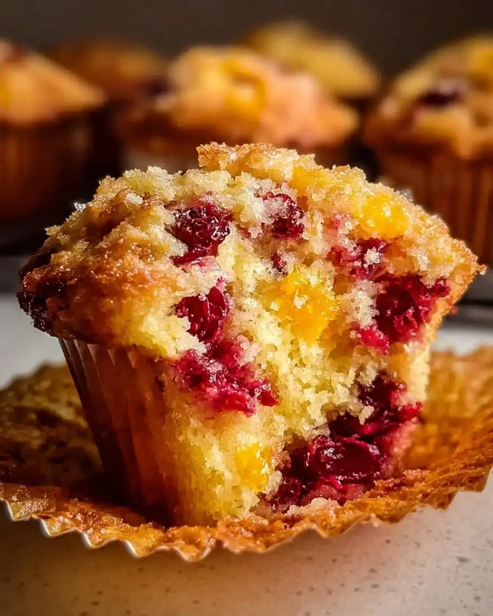 Delicious Ricotta Cranberry Orange Muffins on a plate