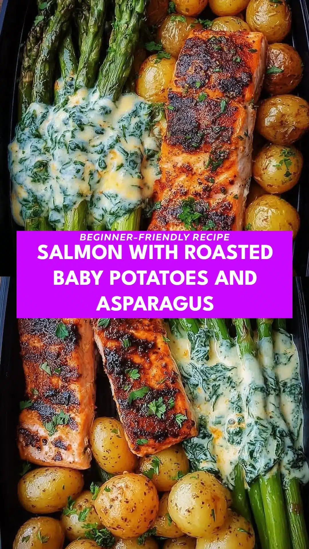 Salmon with Roasted Baby Potatoes and Asparagus