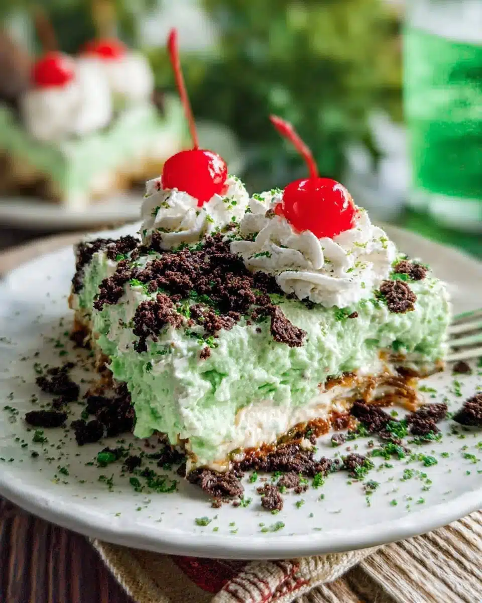 A serving of Shamrock Lasagna featuring layers of green spinach and creamy ricotta.