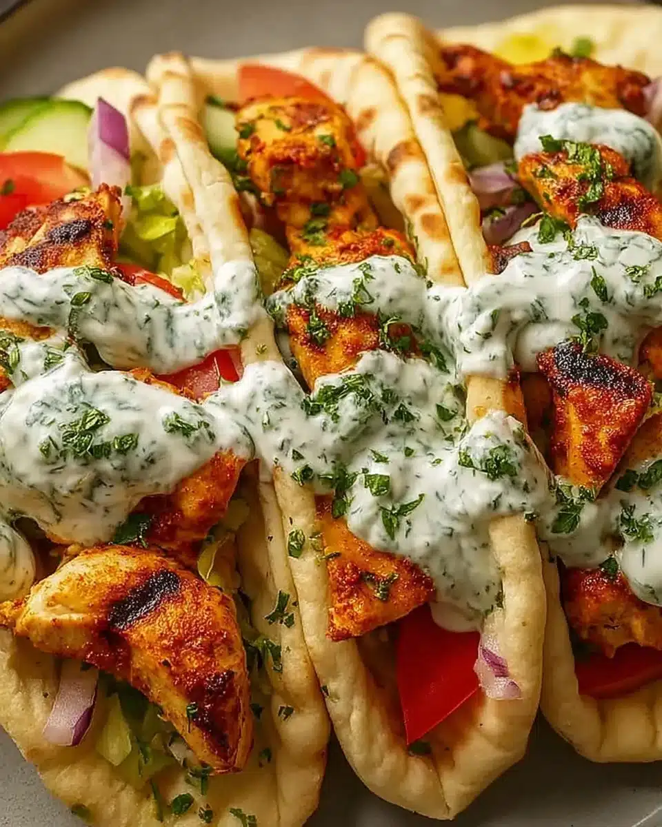 Sheet Pan Chicken Pitas with seasoned chicken and fresh vegetables