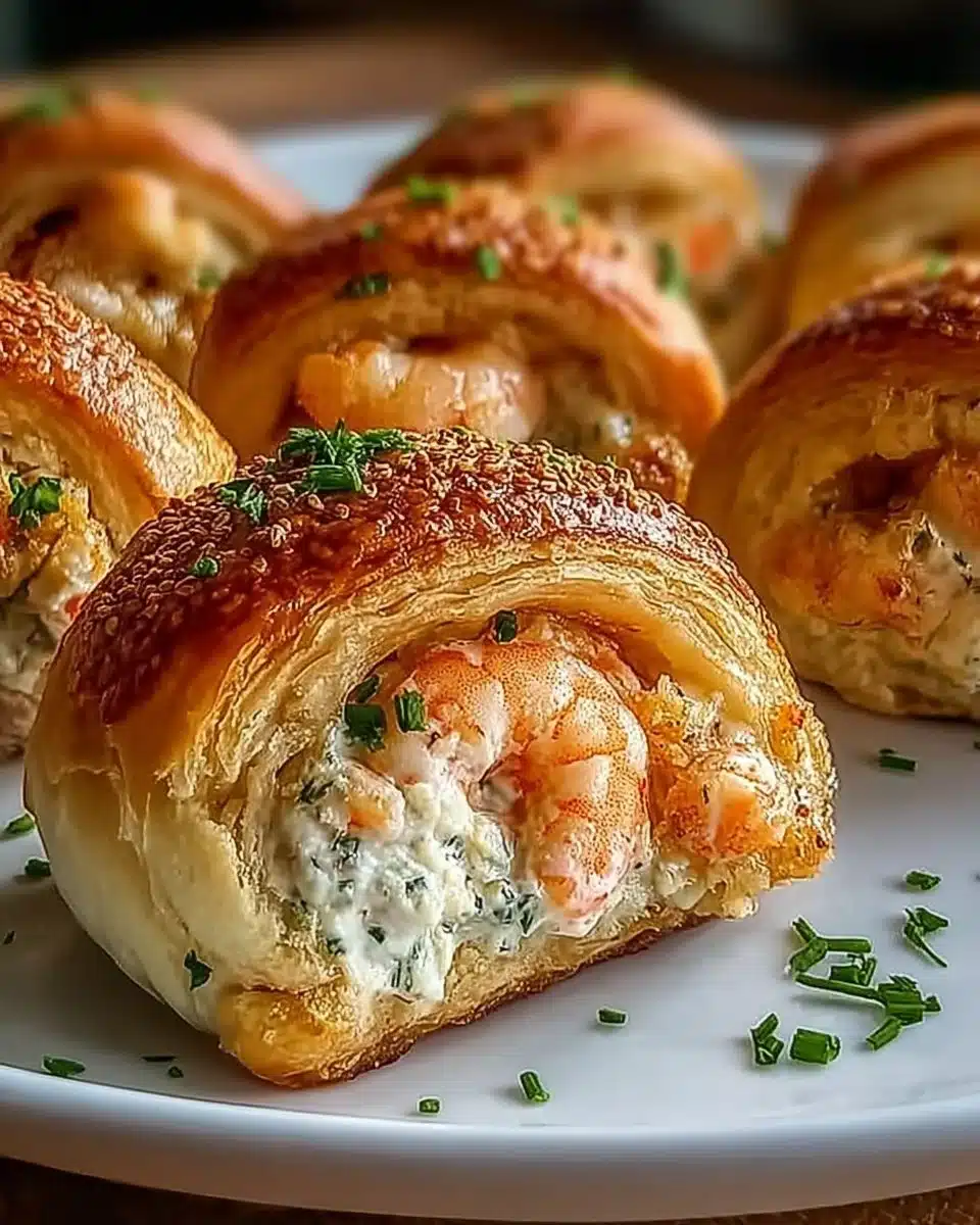 Shrimp and Crab Stuffed Crescent Bombs ready to serve, a delectable appetizer