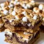 Delicious S'mores Cookie Dough Bars with marshmallow and chocolate