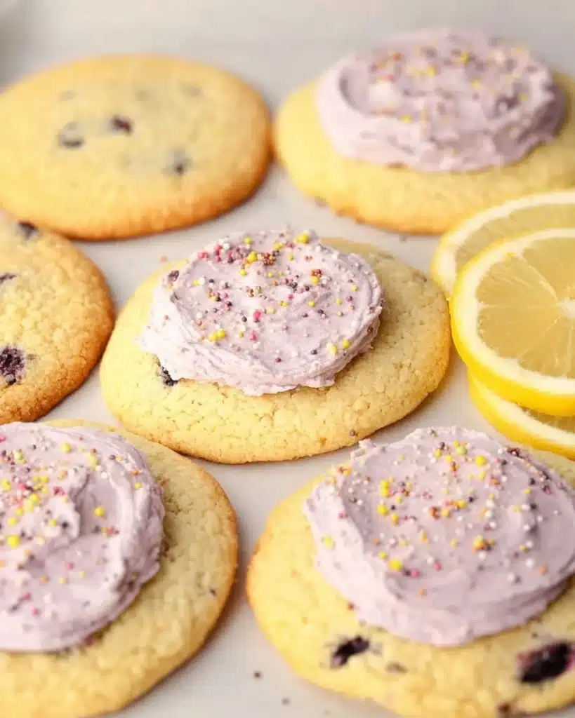 Delicious soft lemon blueberry cookies with vibrant berries and lemon zest
