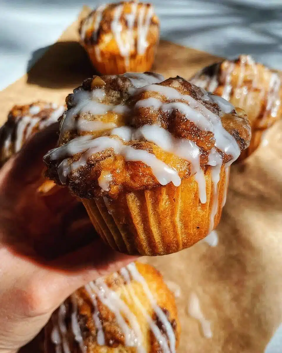 Delicious sourdough coffee cake muffins freshly baked and served on a plate
