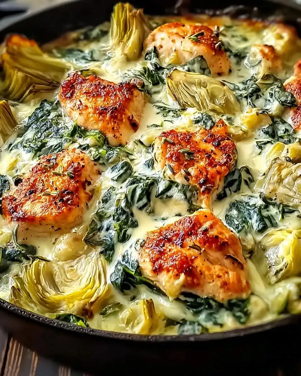 Healthy Spinach & Artichoke Chicken Bake