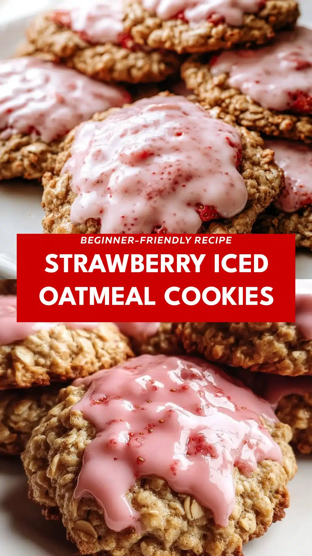 Strawberry Iced Oatmeal Cookies
