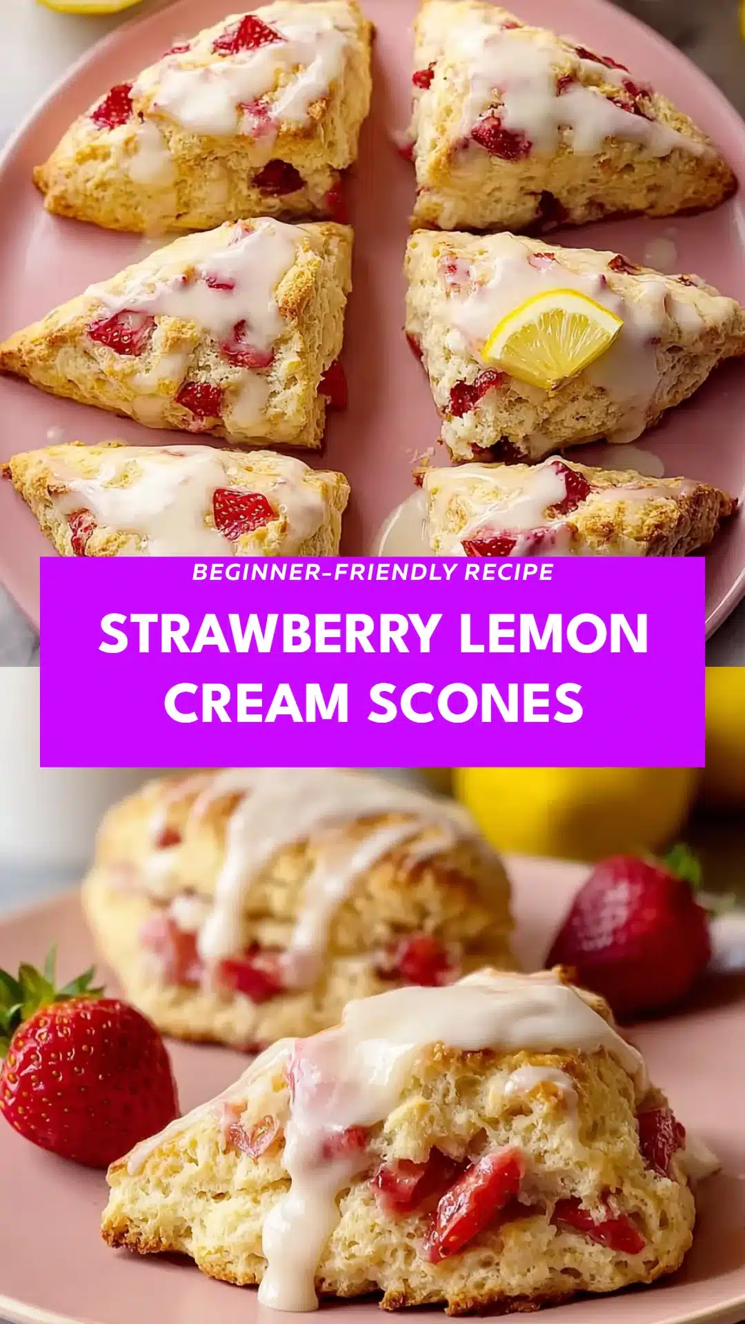 Strawberry Lemon Cream Scones