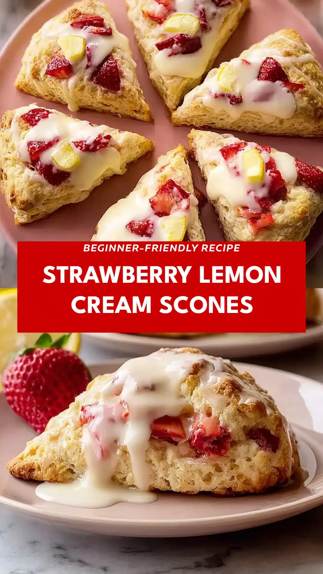 Strawberry Lemon Cream Scones