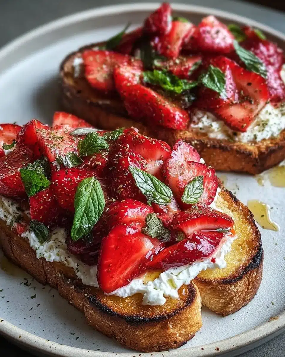 Roasted Strawberry Whipped Ricotta Toast