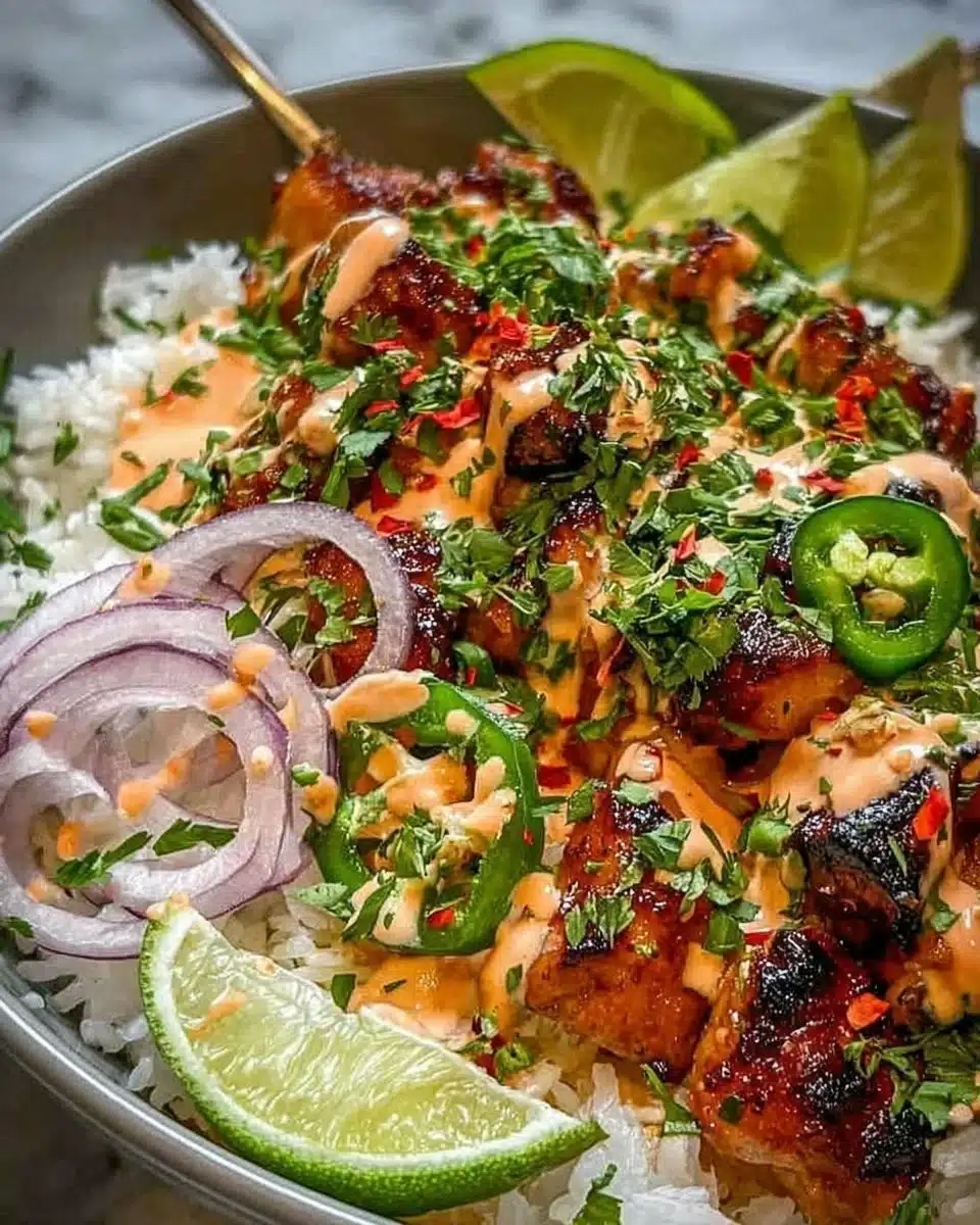 Sweet Chili Chicken Bowl with Coconut Lime Drizzle