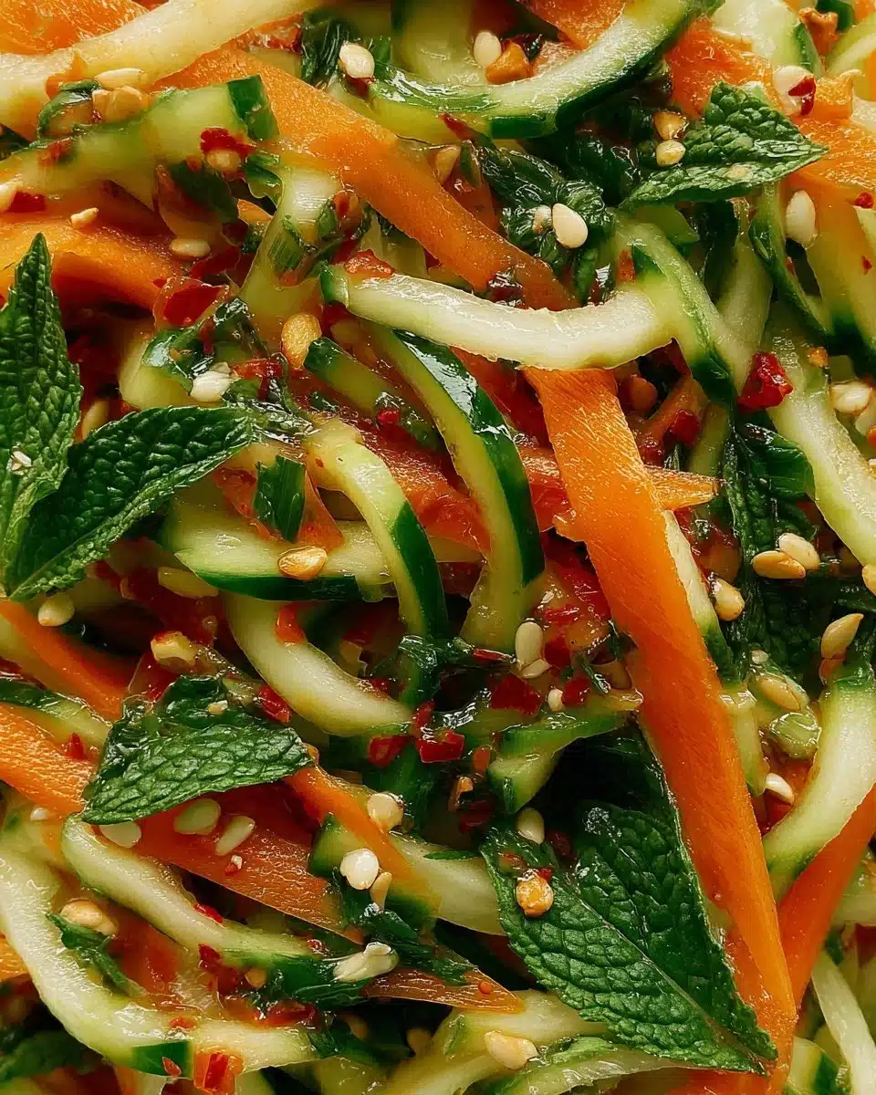Vietnamese cucumber and carrot salad with fresh vegetables