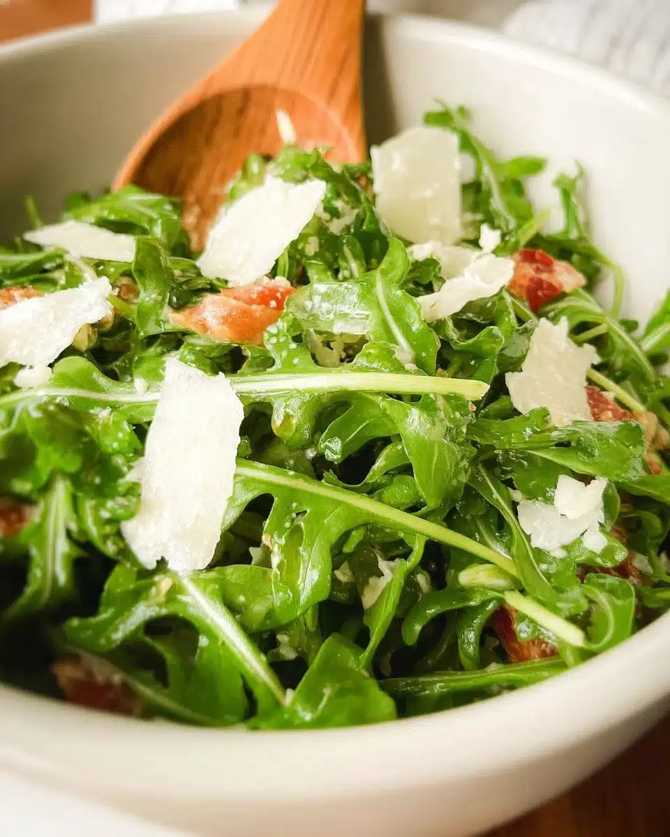 Delicious arugula salad with cherry tomatoes and feta cheese