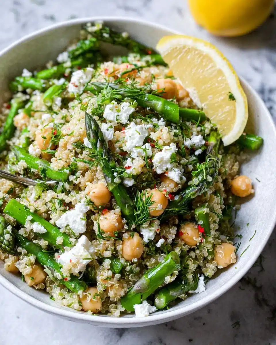 Asparagus and Chickpea Quinoa Salad with Feta