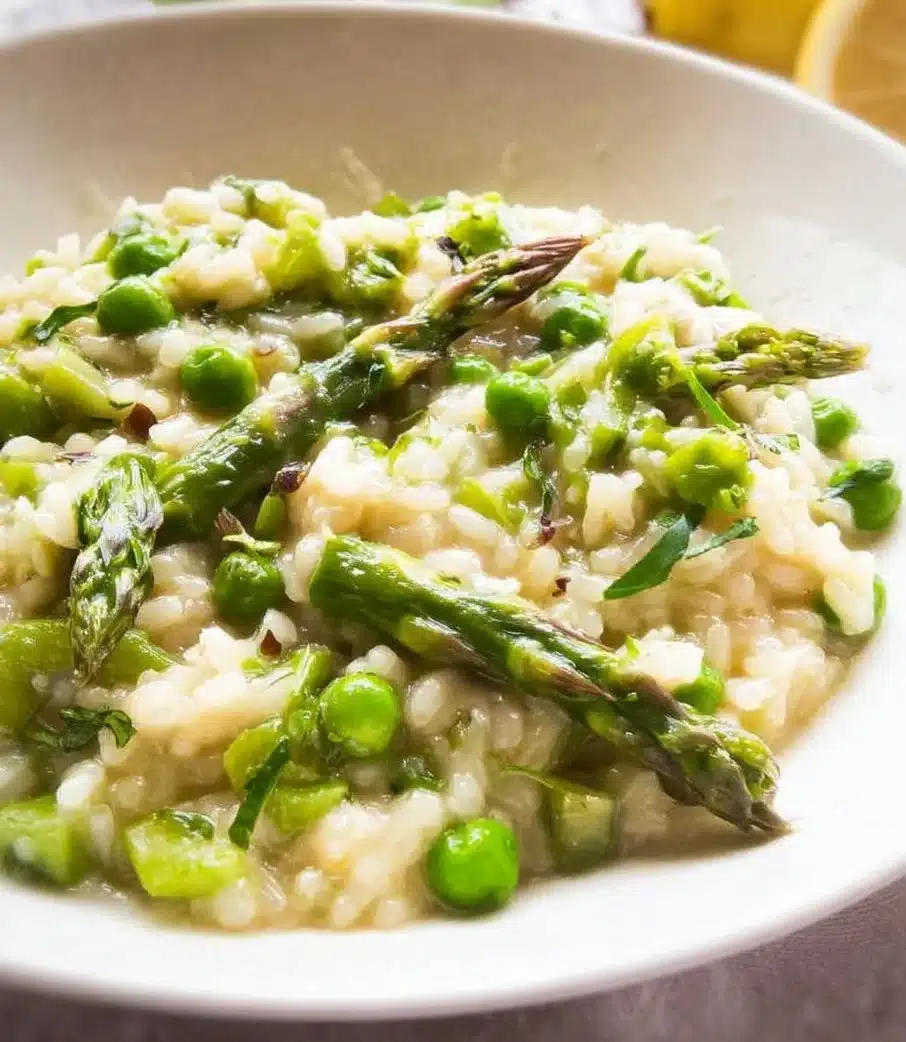 Asparagus + Pea Risotto (without wine)