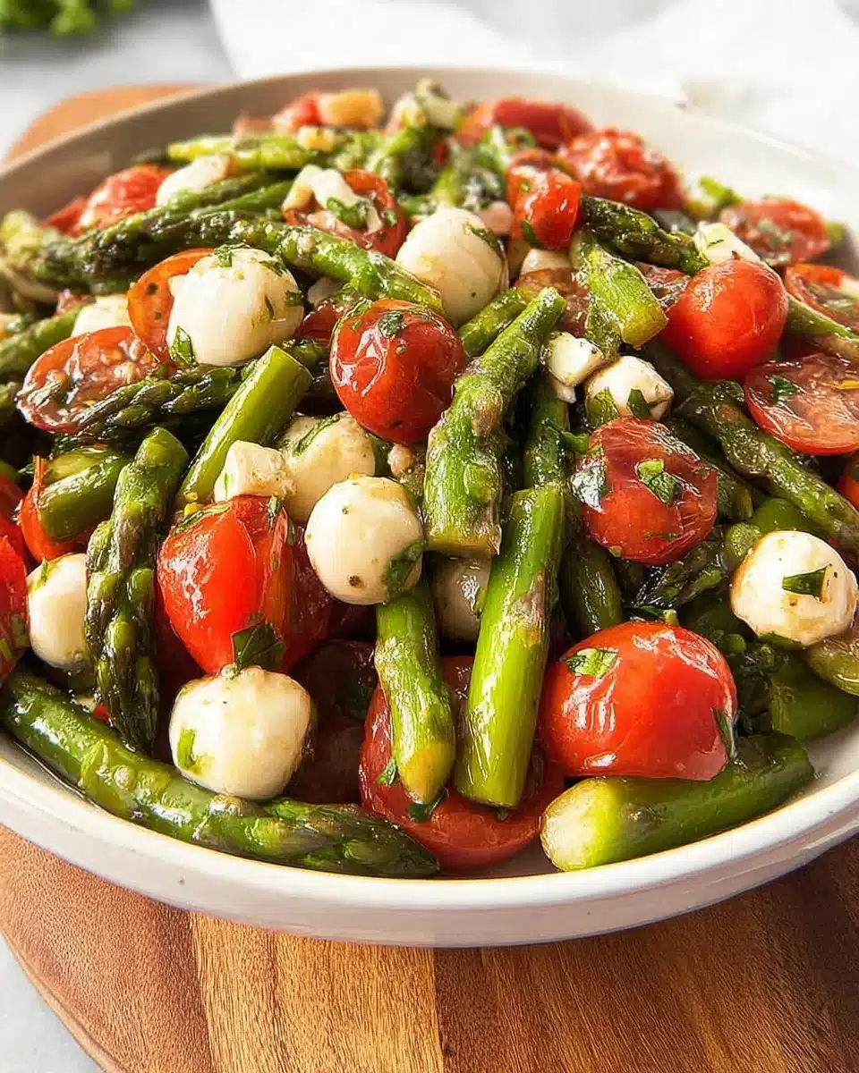Fresh asparagus tomato salad with vibrant colors and healthy ingredients