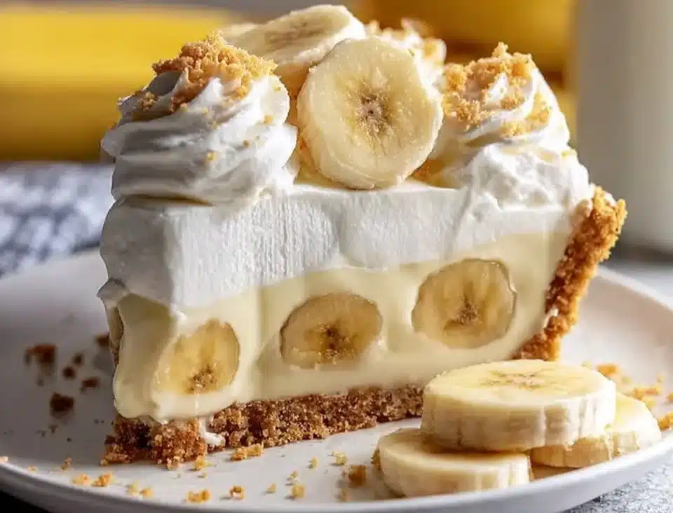 Delicious banana pudding pie with creamy filling and banana slices