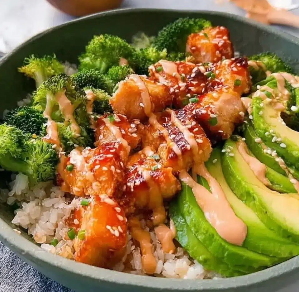 Homemade Bang Bang Salmon Rice Bowls