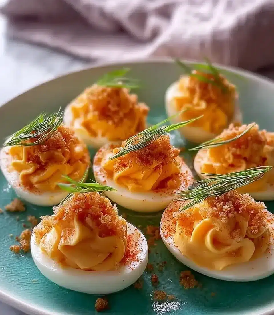 Creamy Bang Bang Shrimp Deviled Eggs