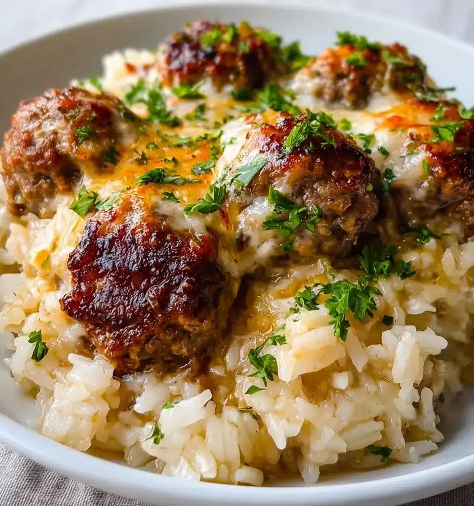 Beef Meatball Rice Bake